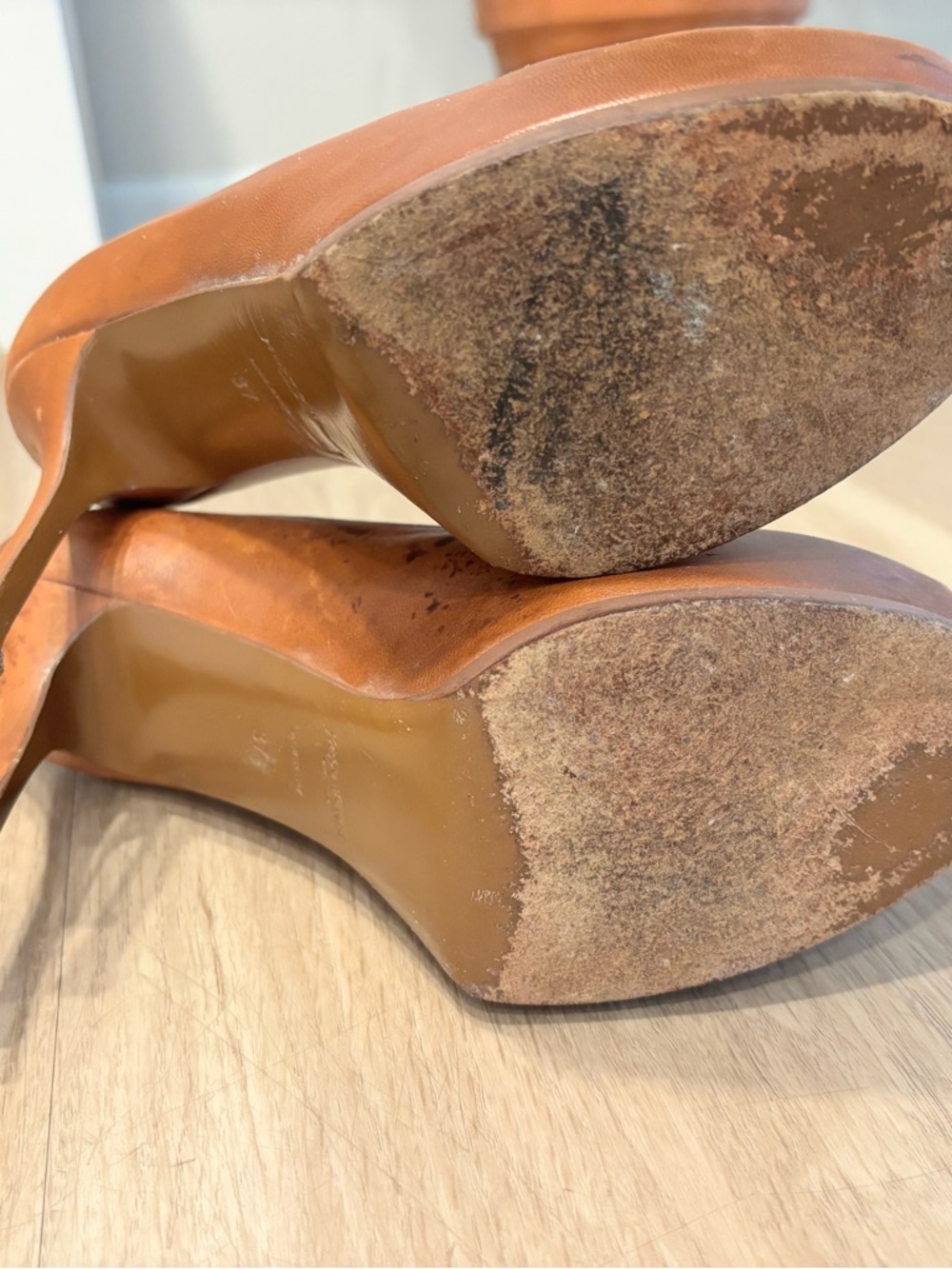 Yves Saint Laurent YSL Tribtoo Platform Heels Pumps Shoes Brown Leather 37  $995 - Picture 8 of 9